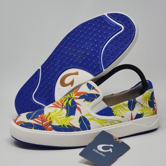 OluKai Lae‘ahi Pa‘i Men’s Slip-On Shoes Size 8 Off-White/Aloha10444-18HA New main image 10